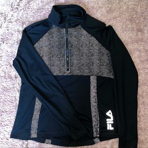 Black Reflective Fila Sport Running Quarter Zip Jacket